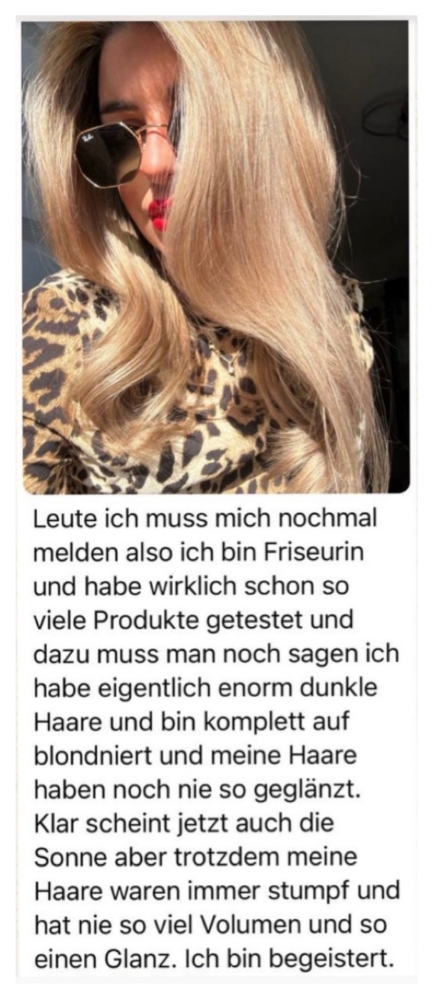 Feedback langjährige Frisörin – Glanz und Volumen