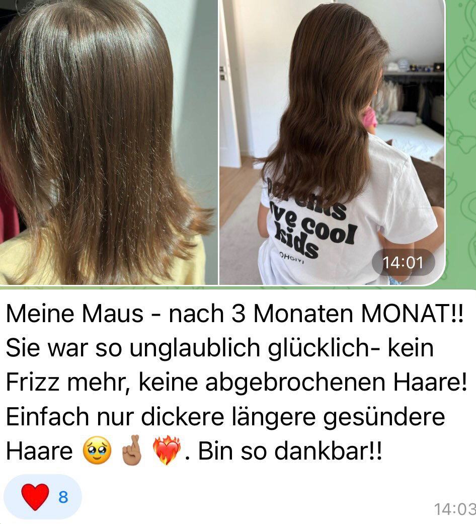 Feedback Kundin – Haare ihrer Tochter nach 3 Monaten MONAT